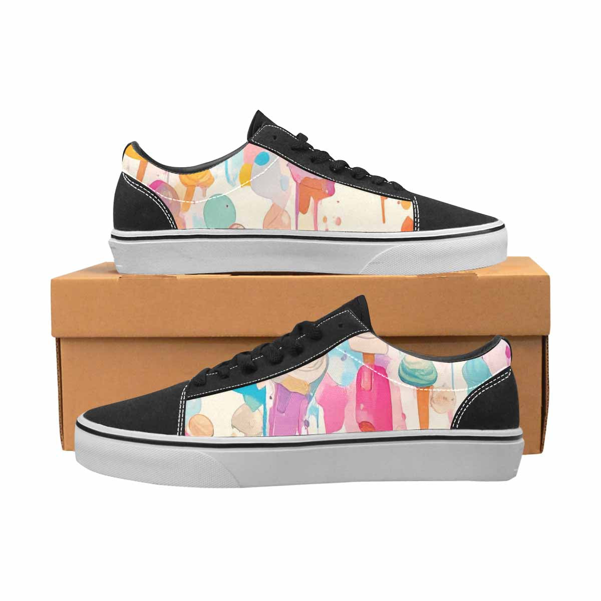 WOMEN'S Ice Cream Motif Ice Lace-Up Canvas Cottagecore Sneakers