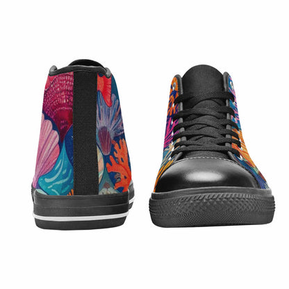 WOMEN'S Fish Scale Coral High Top Canvas Vivid Custom Shoes