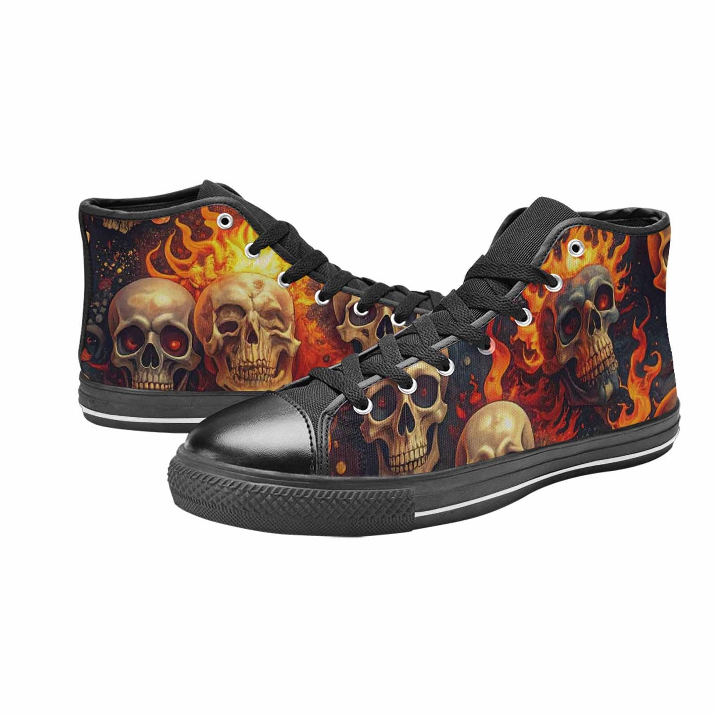 MEN'S Skulls - Flaming High Top Canvas Y2K Custom Sneakers