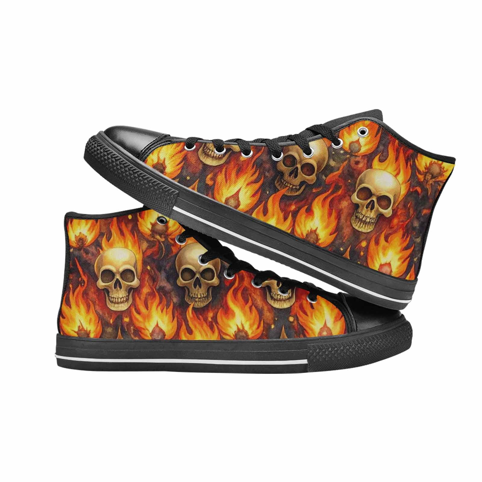 MEN'S Skulls - Flaming High Top Canvas Vivid Sneakers