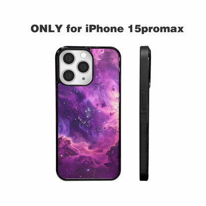 iPhone 15 Pro Max Case — Purple Color Tones Nebula Texture With, Personalized Phone Case