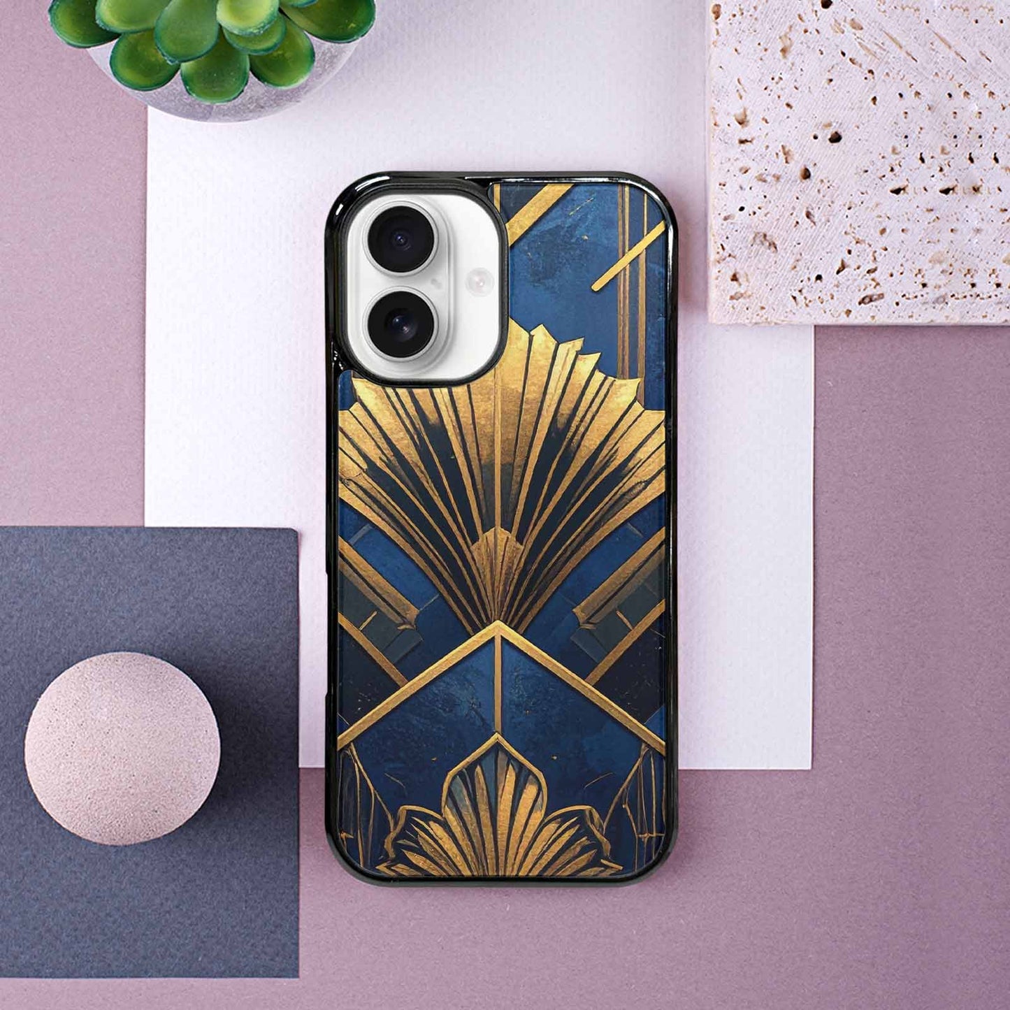 iPhone 16 Case — Art Deco Illustration Pattern, Custom Art Phone Cover