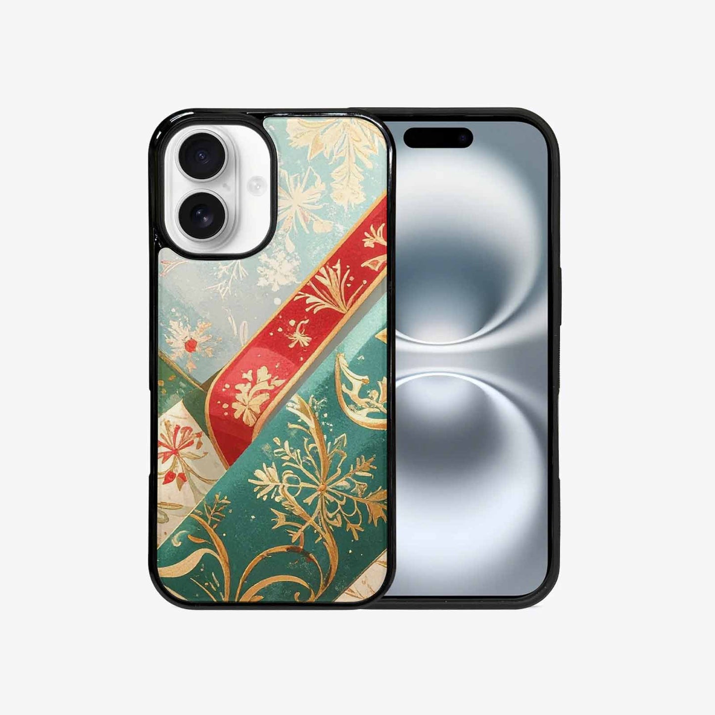 iPhone 16 Case — Christmas Wrapping Paper Pattern Art Wallpaper, Custom Print Case Cover