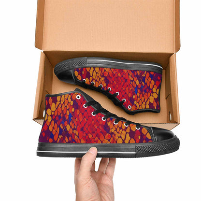 MEN'S Dark Snake Print High Top Canvas Aesthetic Custom Shoes