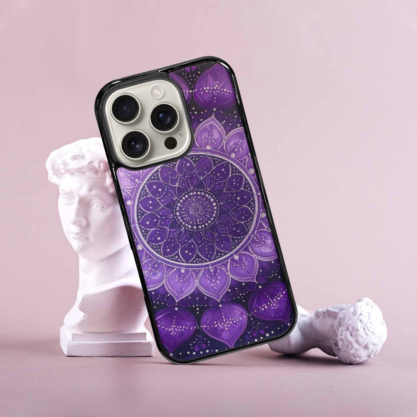 iPhone 16 Pro Case — Purple Mandala Bohemian Print Edge To, Unique Phone Case Design