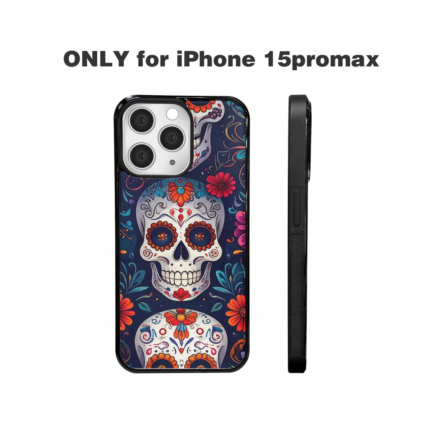 iPhone 15 Pro Max Case — Day Dead Sugar Skull Art 100s, Custom Made Phone Cover