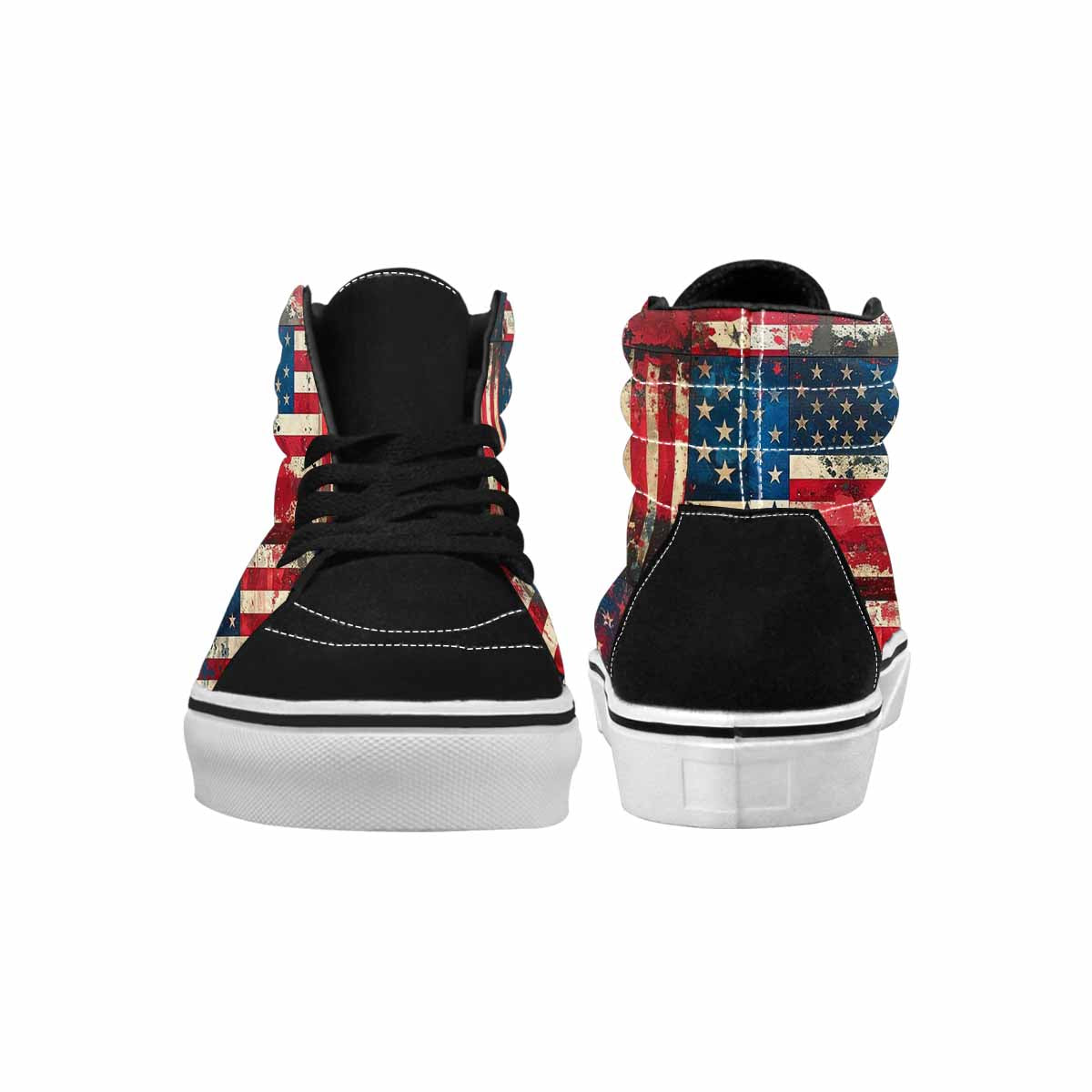 MEN'S American Flag Stars High Top Canvas Vibrant Chaos Custom Sneakers