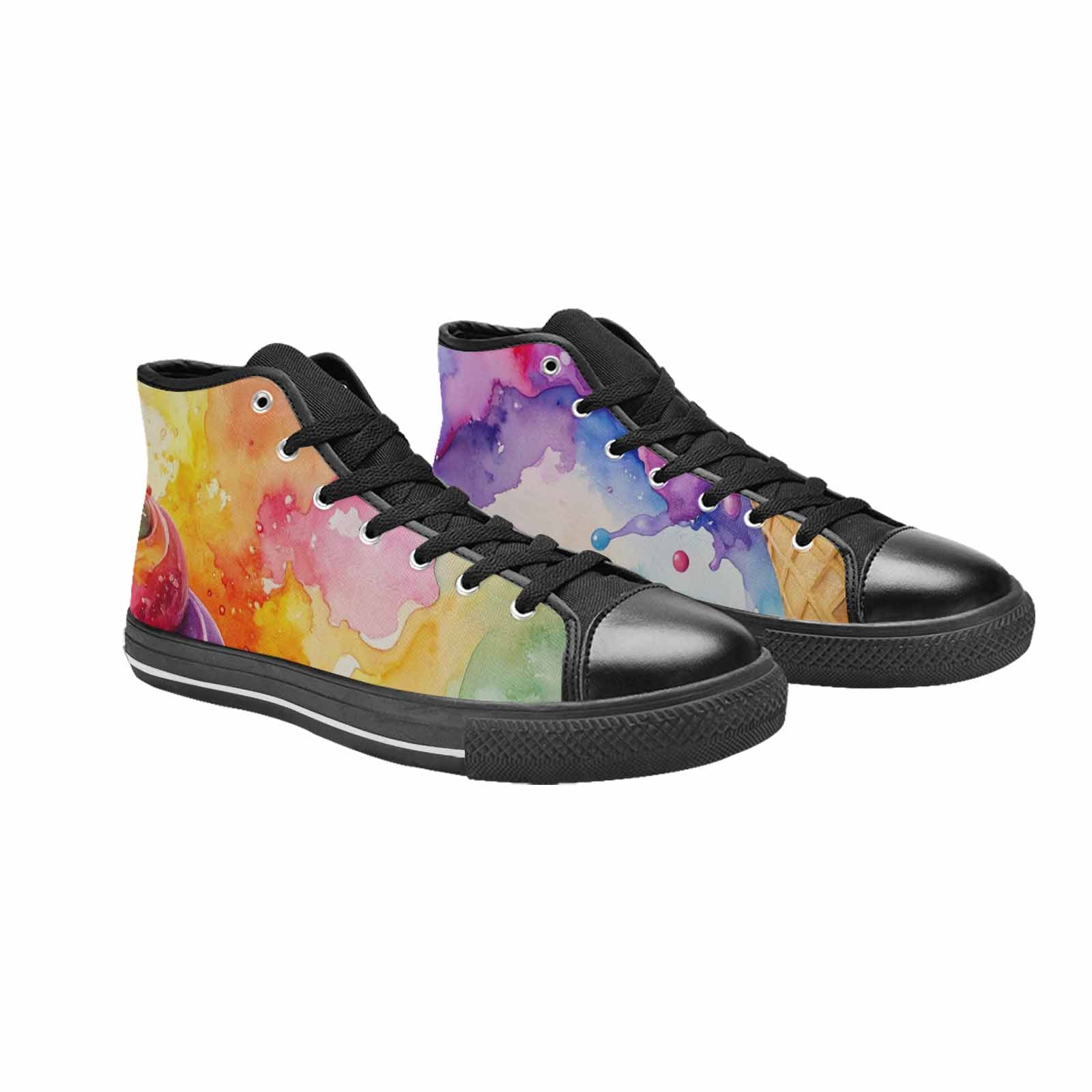 WOMEN'S Melting Icecream Collage High Top Canvas Vibrant Chaos Shoes