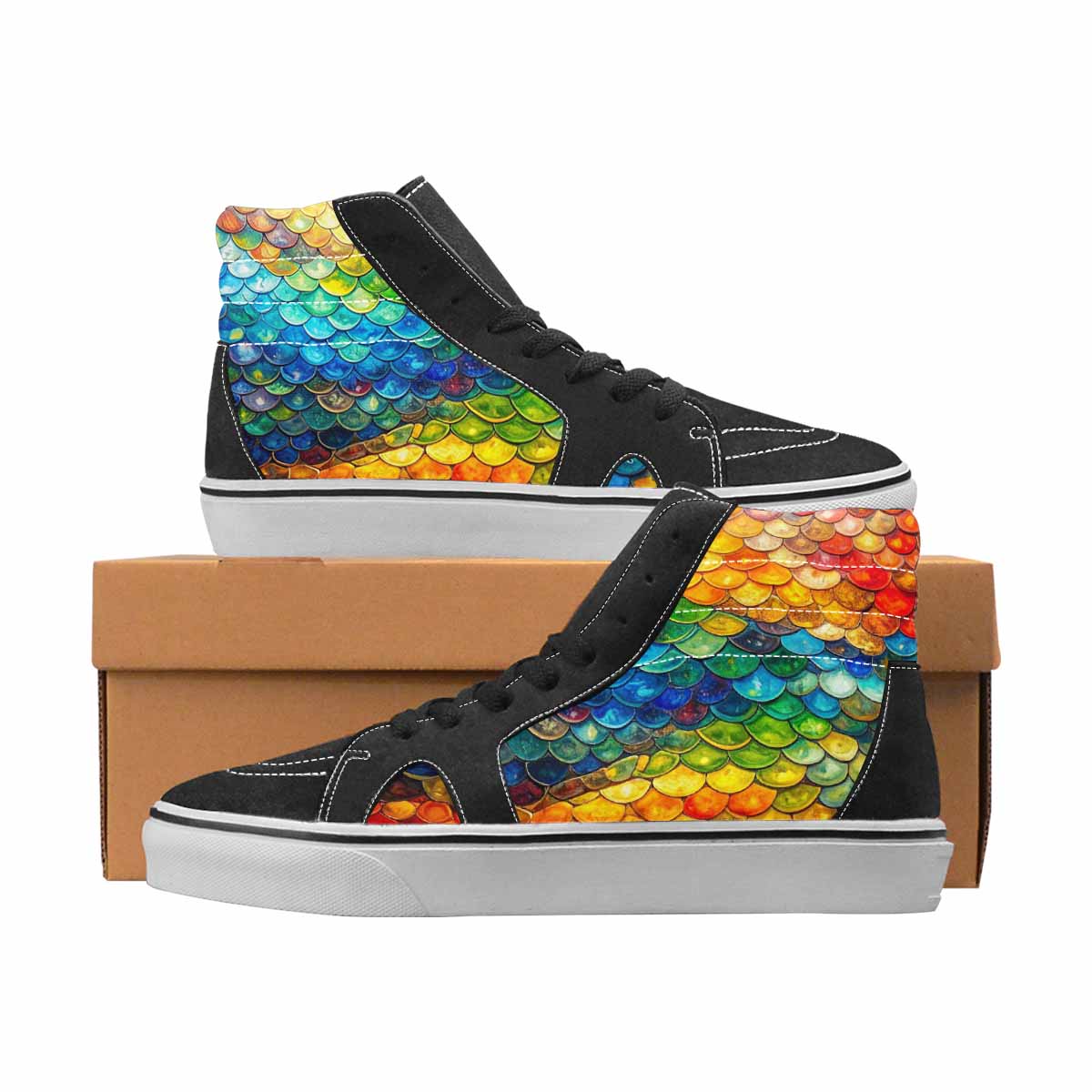 WOMEN'S Reptile Full Color High Top Canvas Bold Print Vivid Custom Print Sneakers