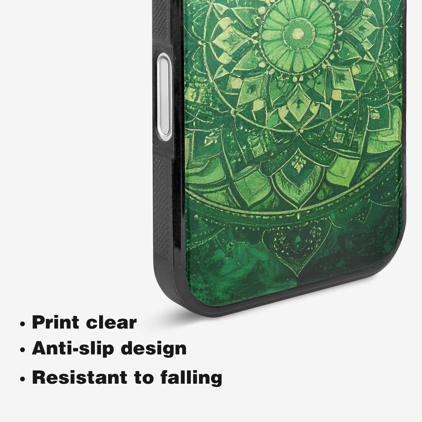 iPhone 16 Case — Green Mandala Bohemian Print Edge To, Customized Protective Case