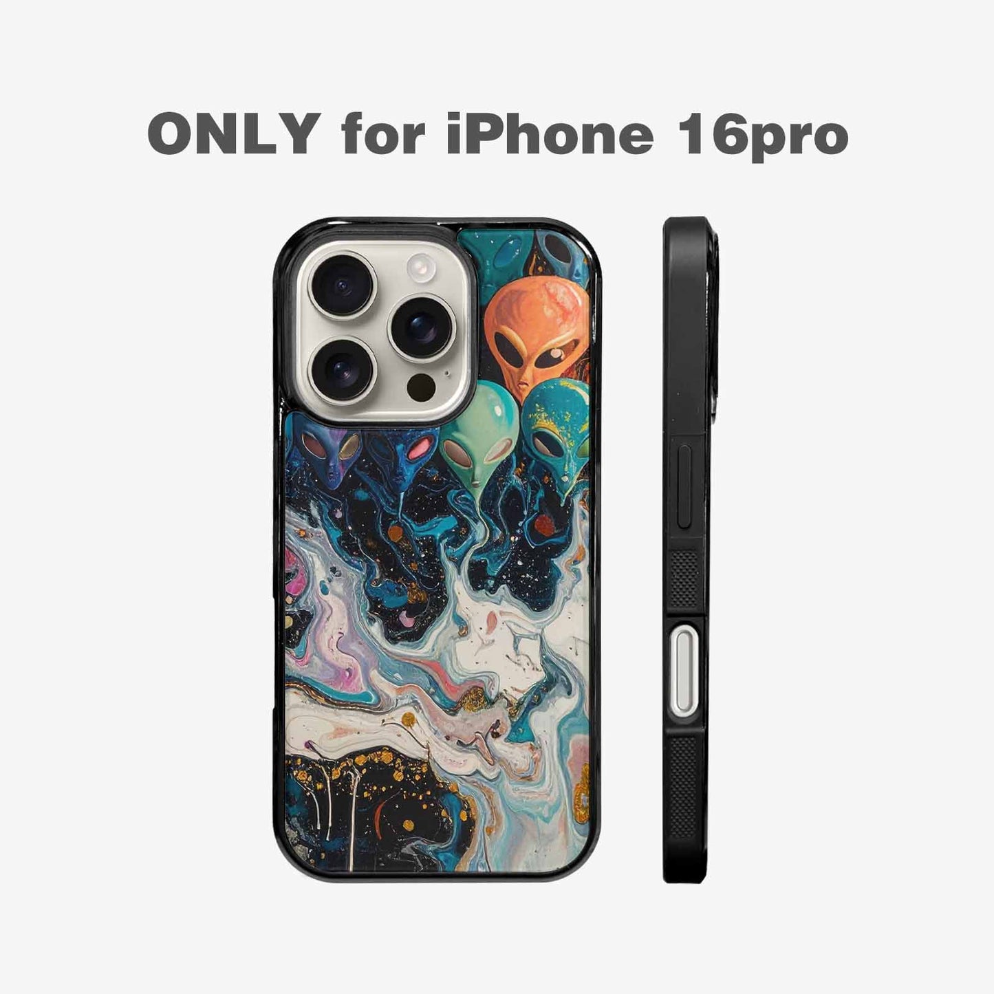 iPhone 16 Pro Case — Aliens Marblealiens Pattern Fjy, Custom Made Phone Cover