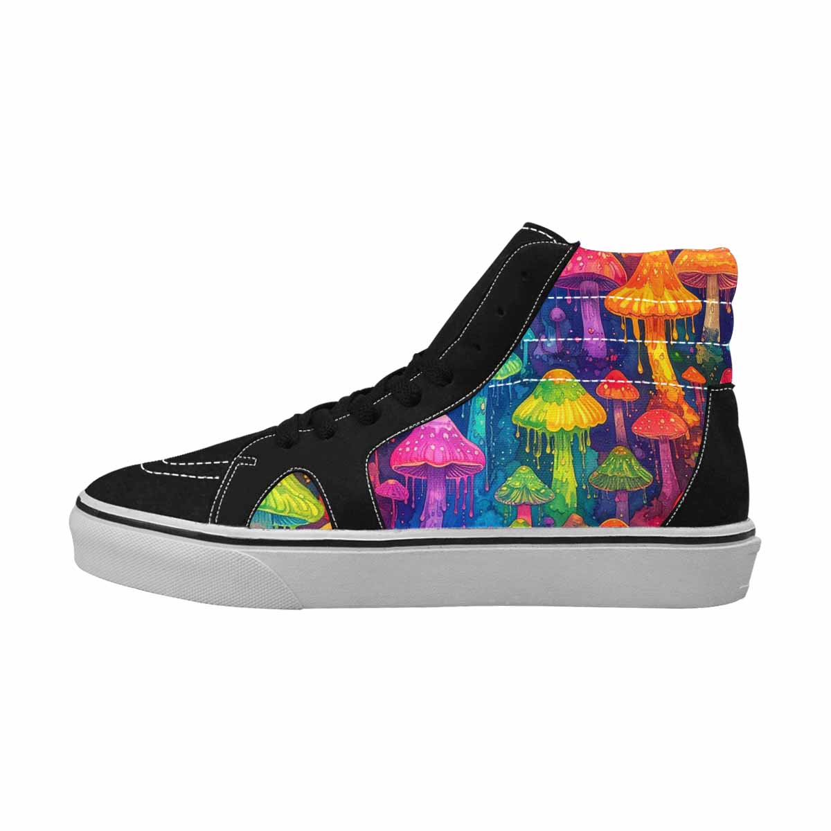 MEN'S Rainbow Drip Mushrooms High Top Canvas Dark Academia Custom Sneakers