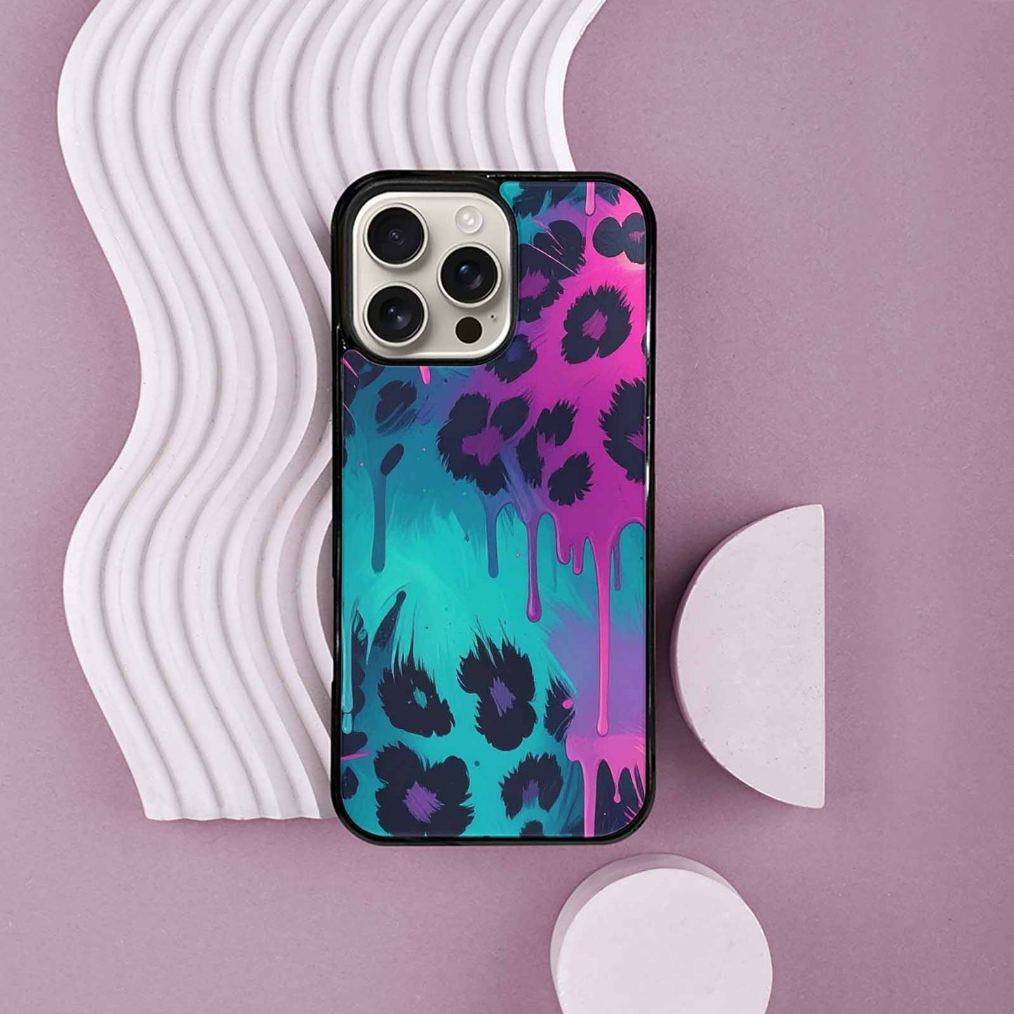 iPhone 16 Pro Max Case — Leopard Melting Neon, Custom Art Phone Cover