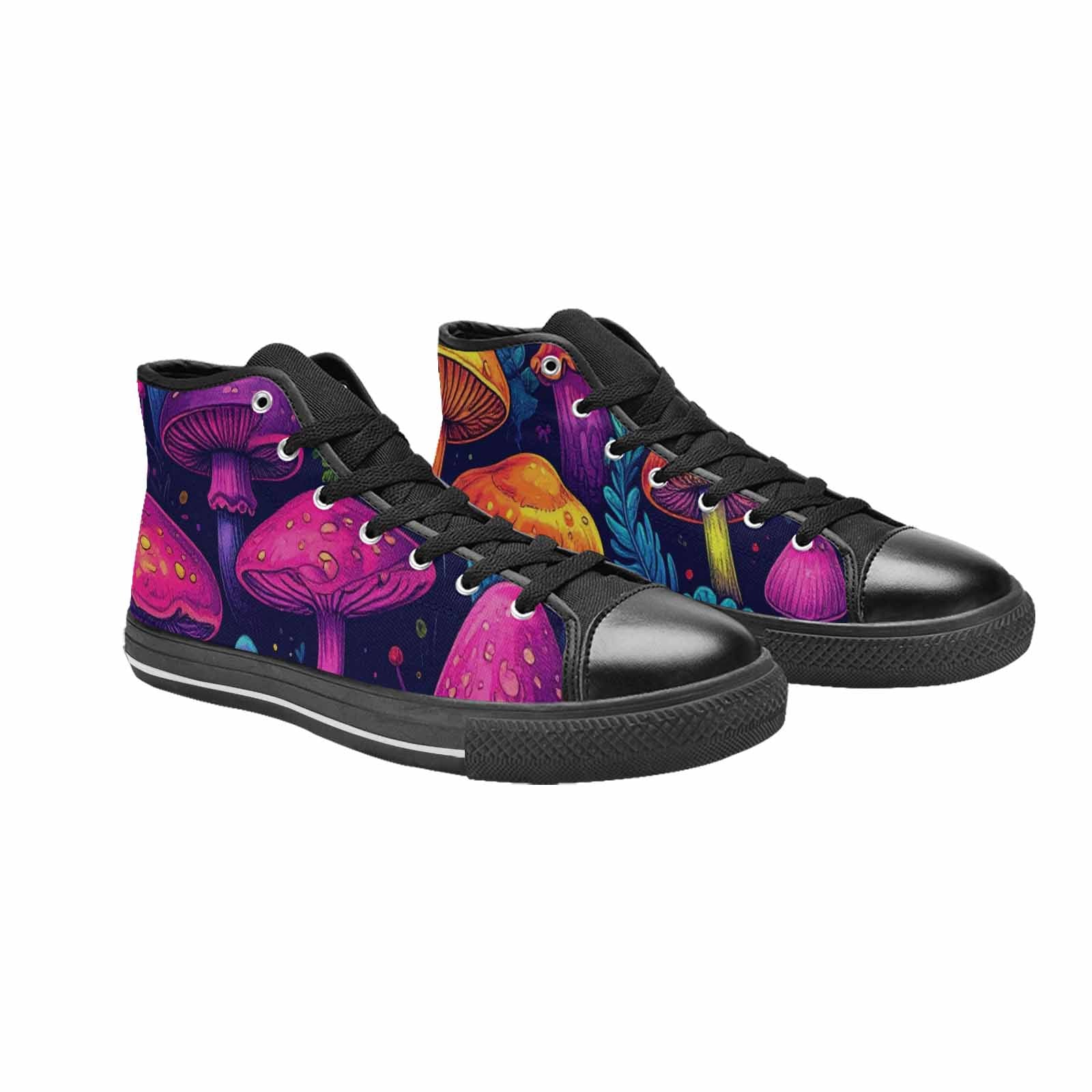WOMEN'S Psychedelic Mushroom High Top Canvas Vivid Sneakers