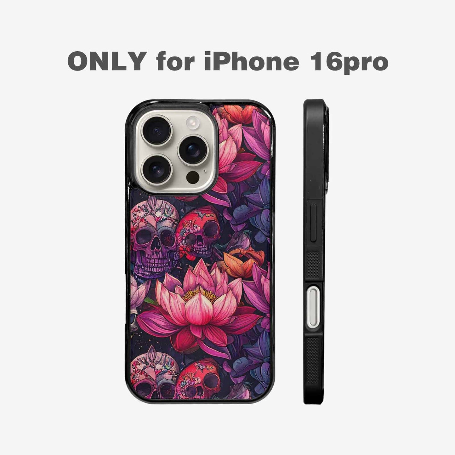 iPhone 16 Pro Case — Lotus Many Hundreds Of Skulls Art, Unique Phone Case Design