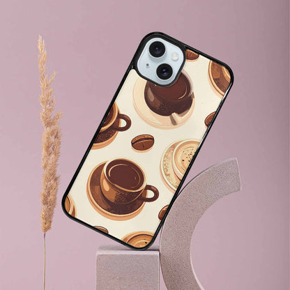 iPhone 15 Plus Case — Coffee Cup And Bean Pattern Seamless, Custom Print Case Cover