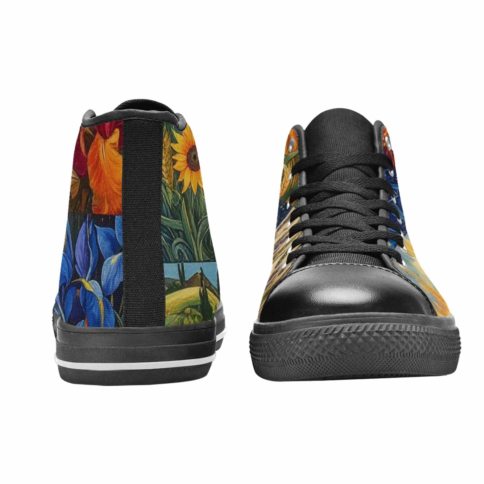 WOMEN'S Van Gogh-Style Swirl High Top Canvas Surreal Custom Sneakers