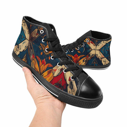 MEN'S Old School Tattoo High Top Canvas Wallpaper Art Custom Sneakers
