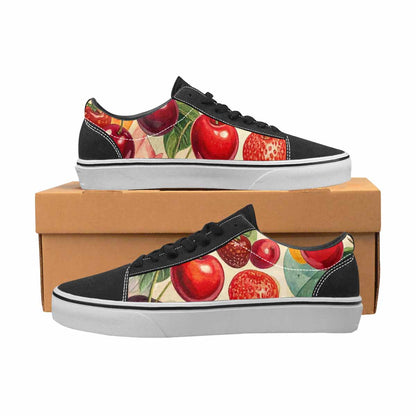 WOMEN'S Cherry Fruit Print Canvas Lace-Up Vibrant Chaos Custom Shoes