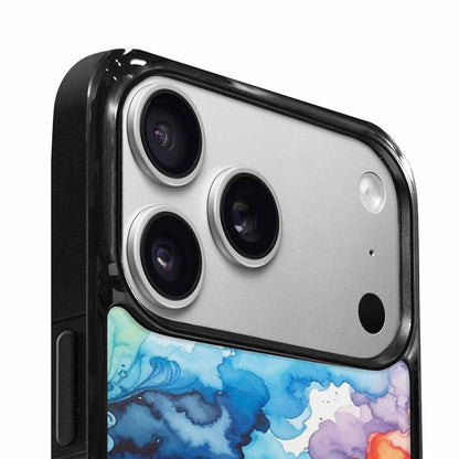 iPhone 17 Pro Case — Tie Dye Swirls Black Blue Tie, Custom Printed Phone Case