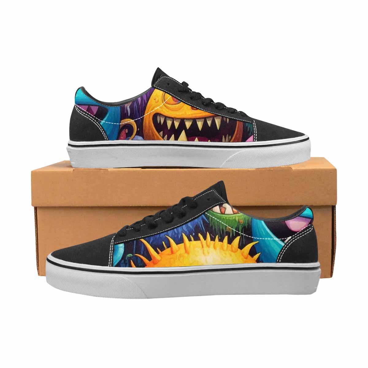 WOMEN'S Multi Lace-Up Canvas Vibrant Chaos Custom Sneakers