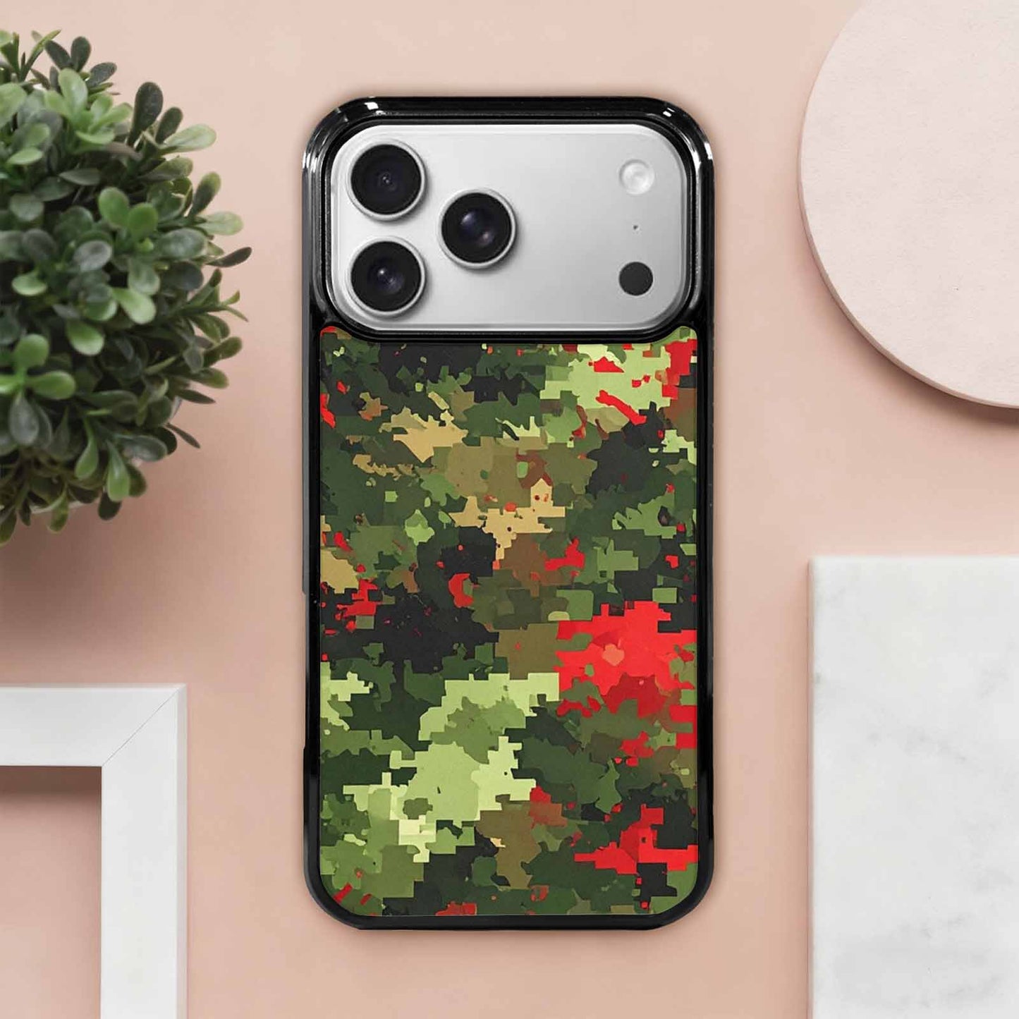 iPhone 17 Pro Max Case — Small Military Camouflage Blotch Camo, Custom Printed Phone Case