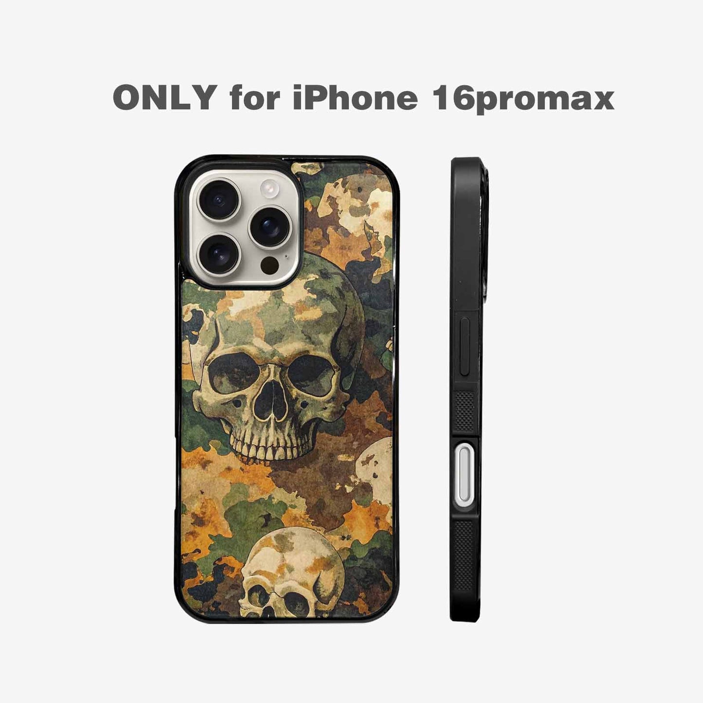 iPhone 16 Pro Max Case — Military Camo Texture Combined With Distressed, Custom Art Phone Cover