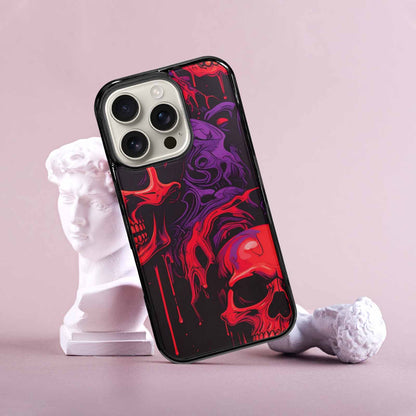 iPhone 16 Pro Case — Red Purple Skeletons Neon Drip Melting, Custom Print Case Cover