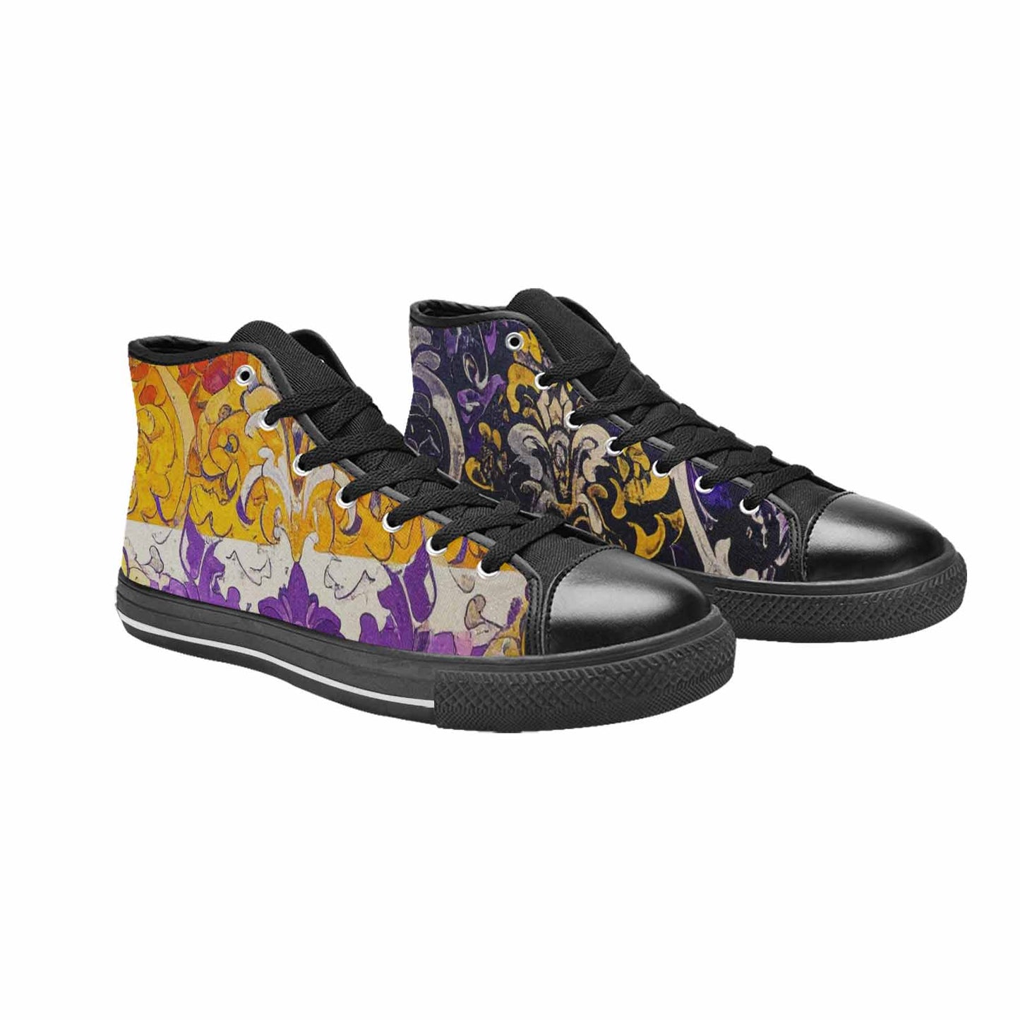 MEN'S Nonbinary Flag Color High Top Canvas Surreal Custom Sneakers