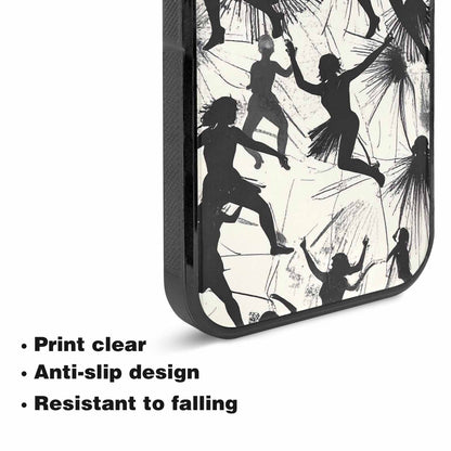 iPhone 15 Case — Bold Dancing Figure Line Art Pattern, Customized Protective Case