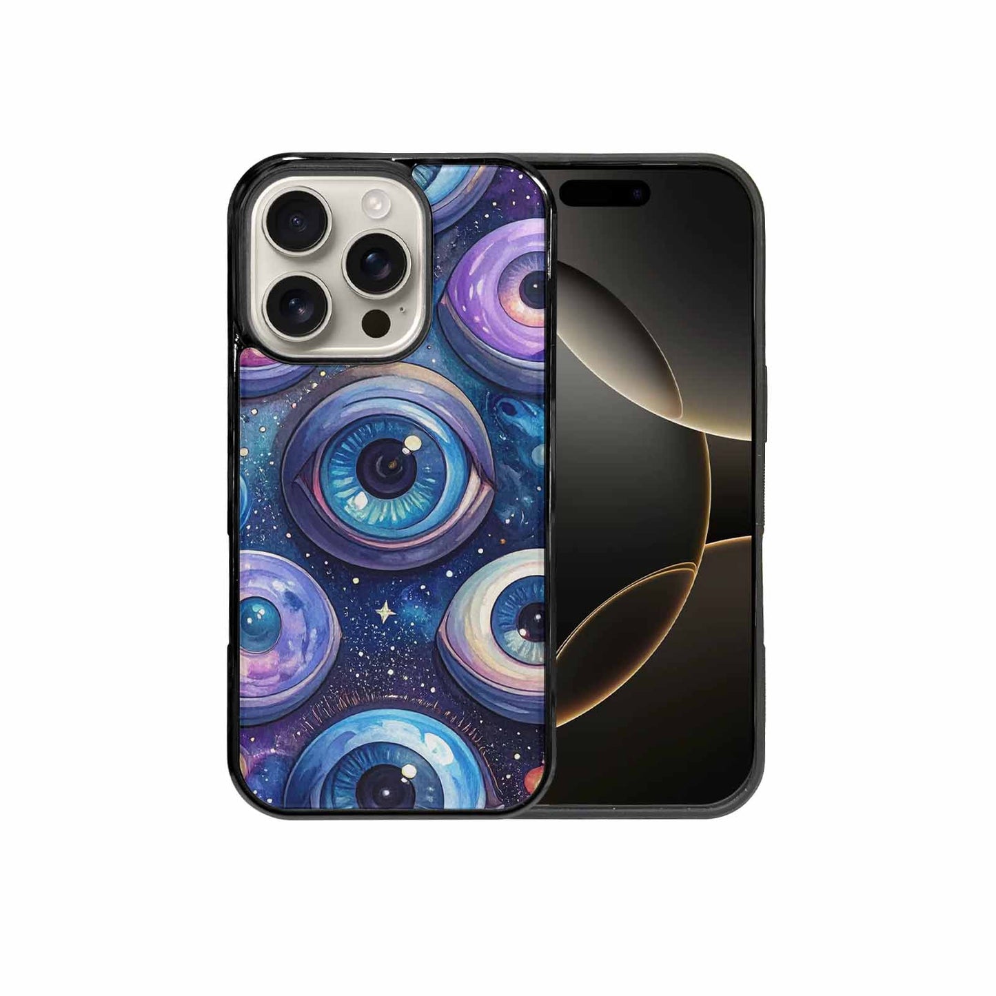 iPhone 16 Pro Case — Cartoon Eyeballs Galaxy Personalized Phone Cover, Custom Printed Phone Case