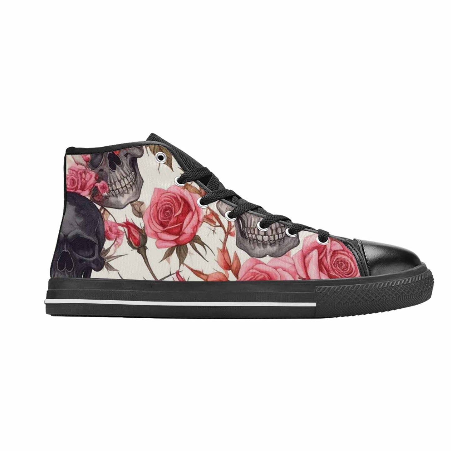 MEN'S Skulls - Roses High Top Canvas Cottagecore Custom Shoes