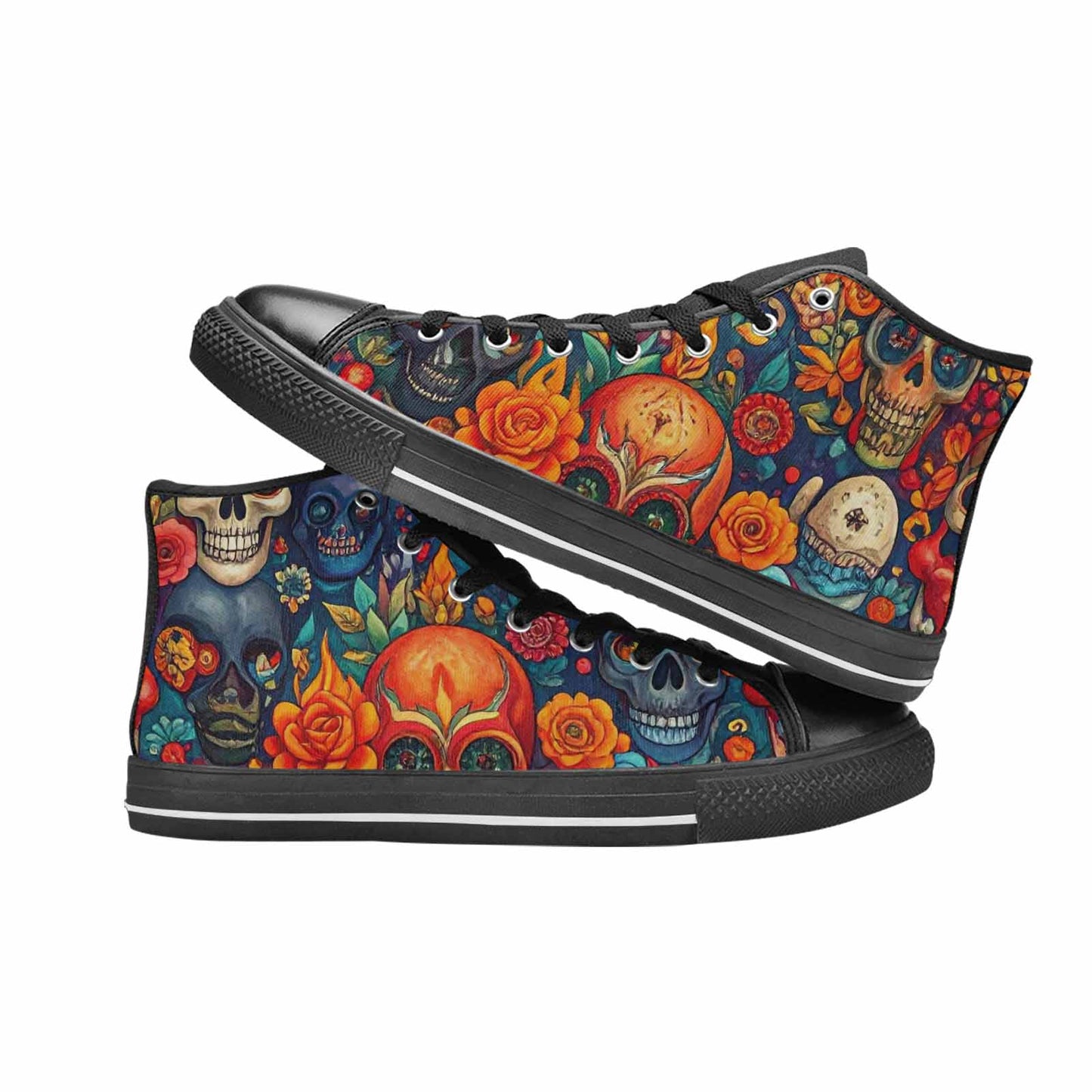 MEN'S Skull High Top Canvas Wallpaper Art Sneakers
