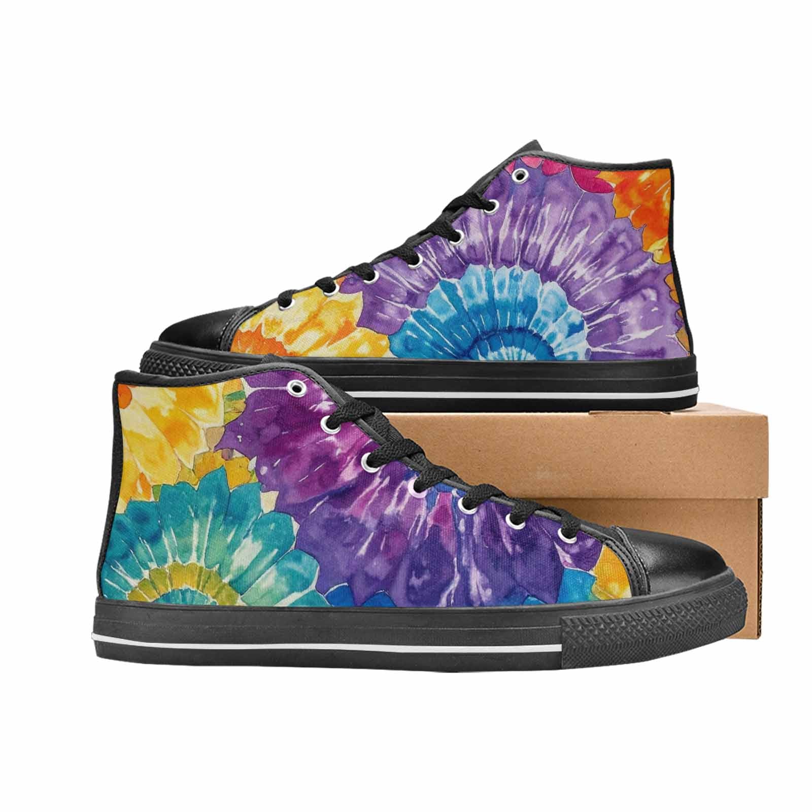 MEN'S Tie Dye Swirl High Top Canvas Wallpaper Art Custom Sneakers