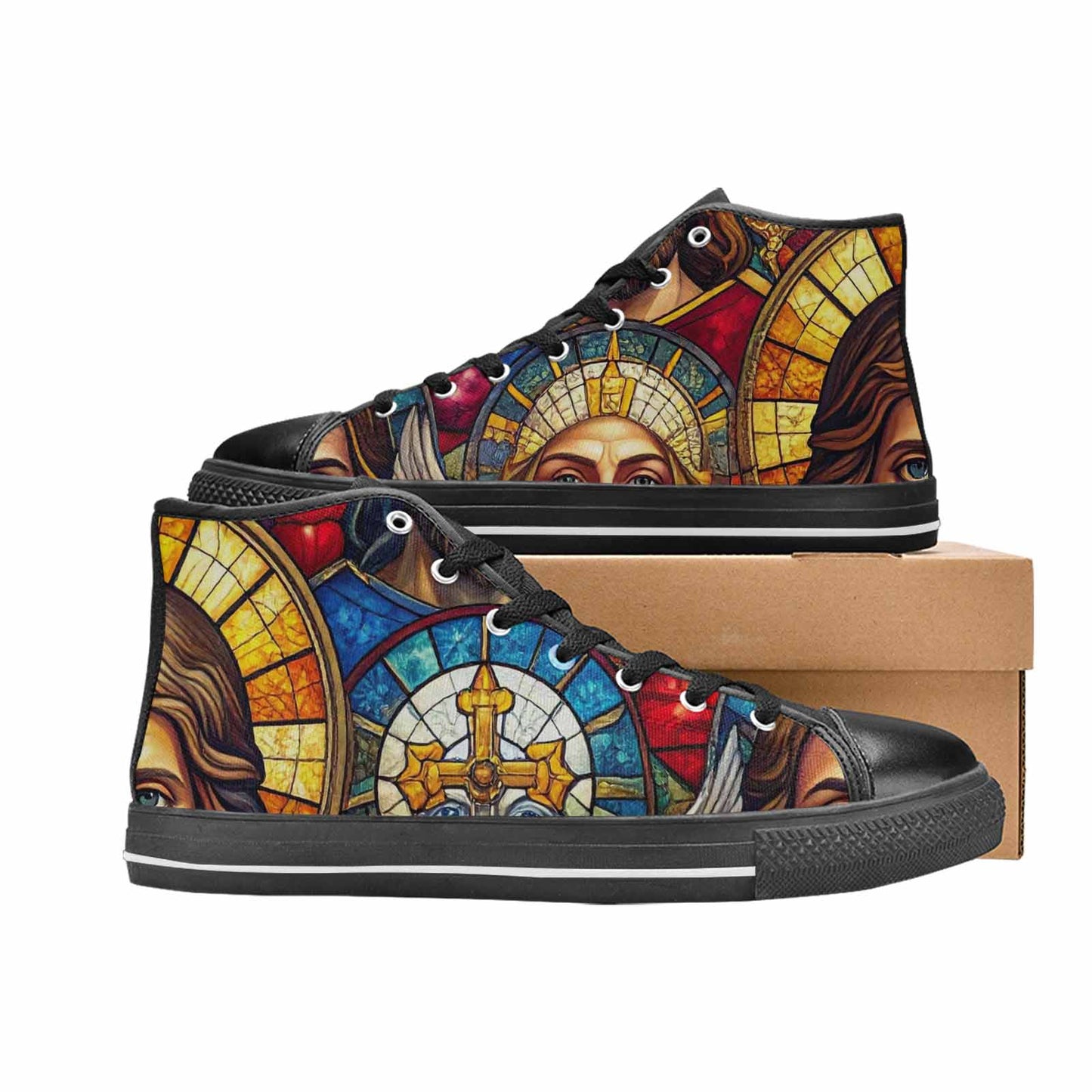 WOMEN'S Jesus Face Small High Top Canvas Y2K Custom Sneakers