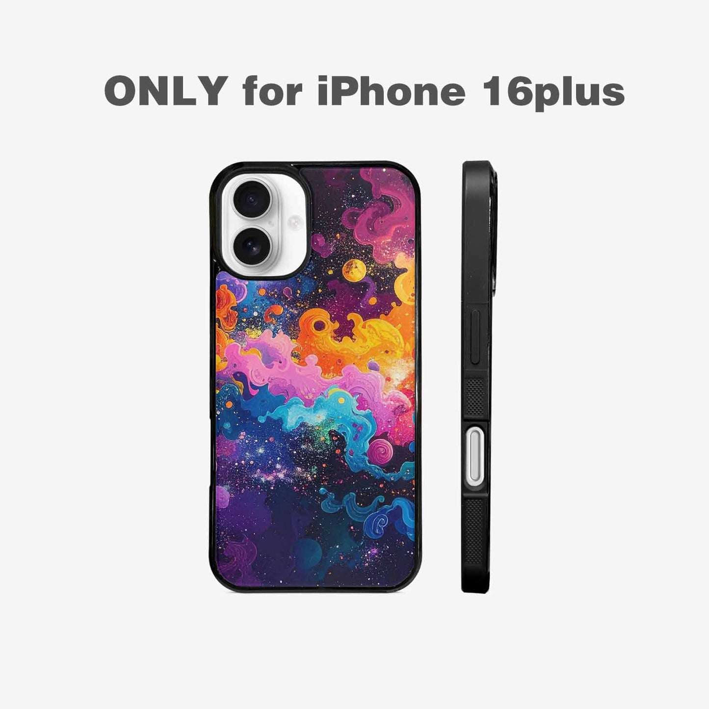 iPhone 16 Plus Case — Cosmic Creature And Object Mashup Pattern, Custom Art Phone Cover