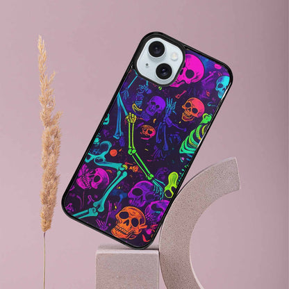 iPhone 15 Plus Case — Glowing Skeleton Pattern Hundreds Of Small, Custom Designed Case Cover