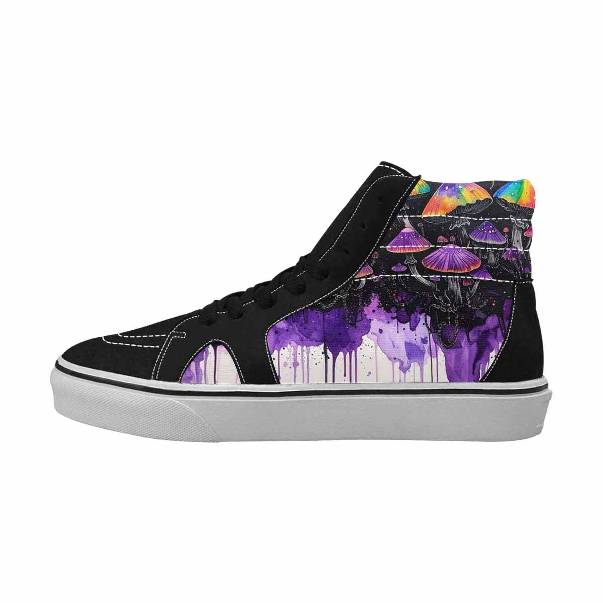 MEN'S Rainbow Drip Mushrooms High Top Canvas Cottagecore Sneakers