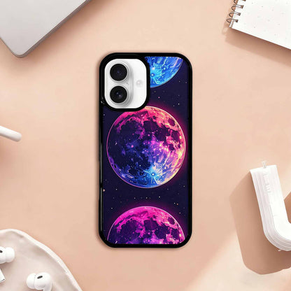 iPhone 17 Case — Neon Winter Moon Cartoon Cute, Custom Art Phone Cover