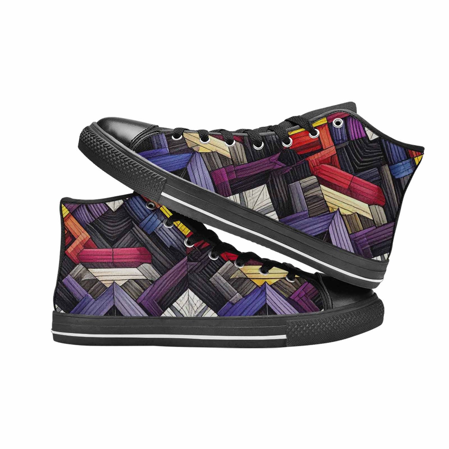 MEN'S Asexual Flag Color High Top Canvas Aesthetic Custom Shoes