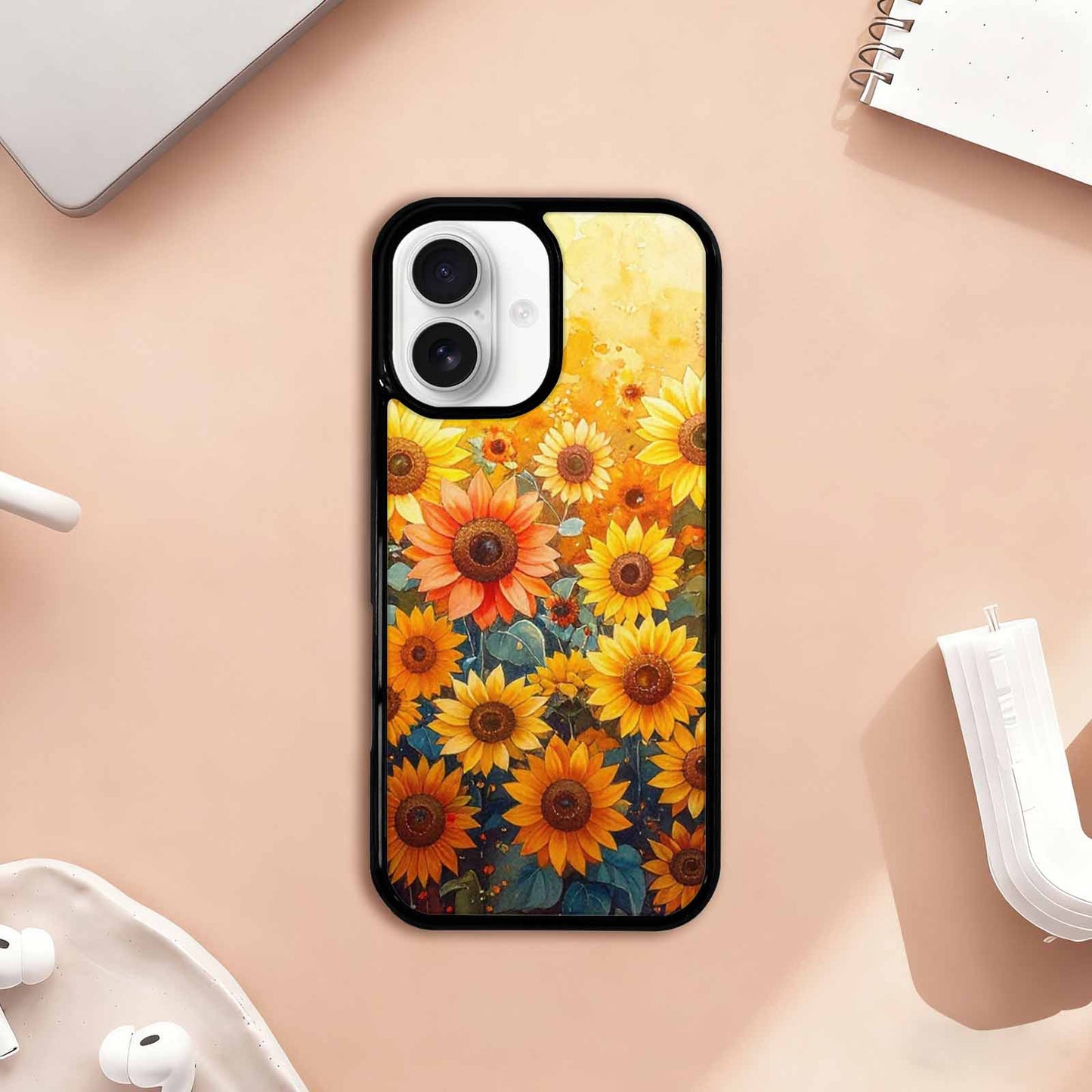 iPhone 17 Case — Full Color Vibrant Sunflower Floral, Custom Designed Case Cover