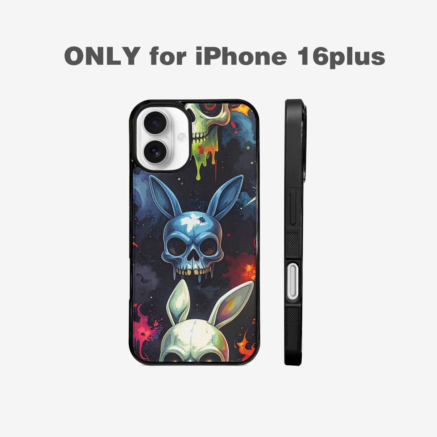iPhone 16 Plus Case — Radioactive Ghost Bunny Skull Small Radioactive, Unique Phone Case Design
