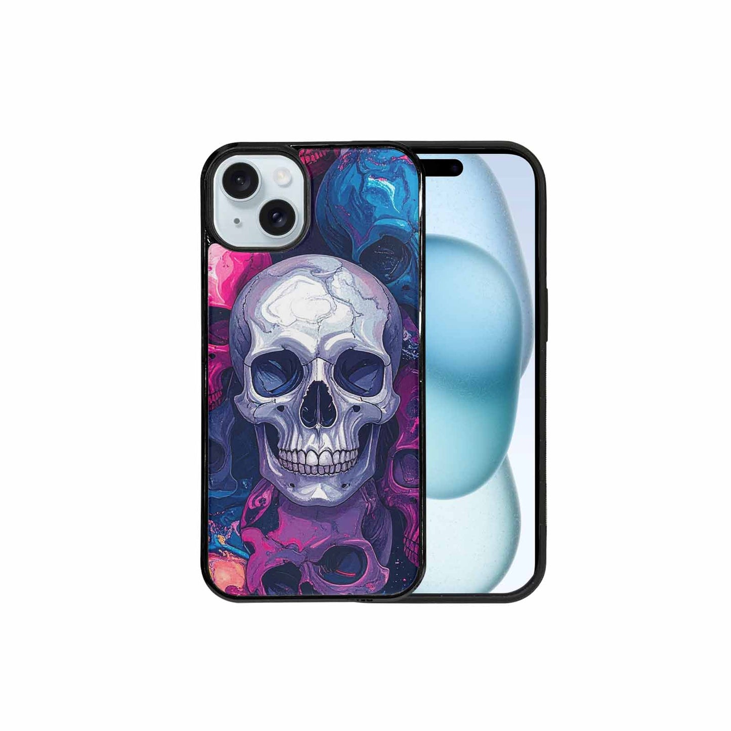 iPhone 15 Plus Case — Marble Skull Custom Personalized Phone Cover, Unique Phone Case Design