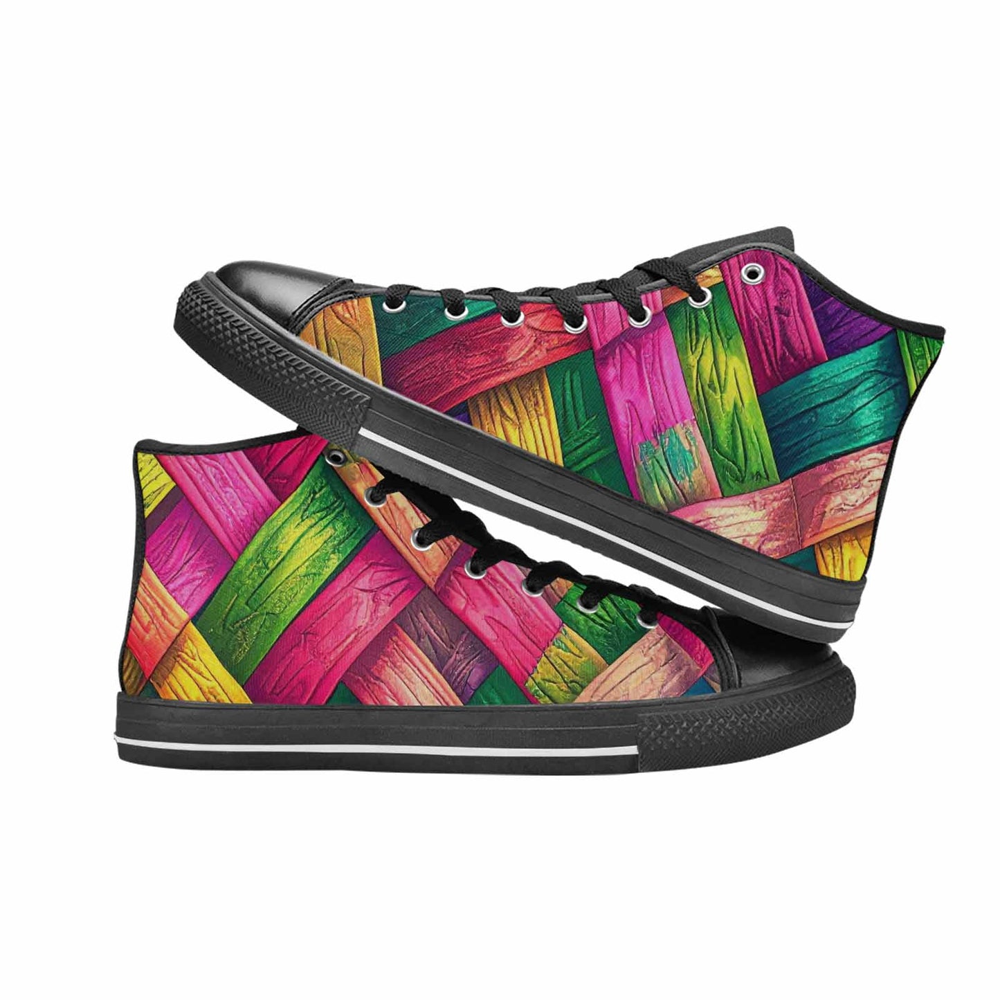 MEN'S Polysexual Flag Color High Top Canvas Wallpaper Art Custom Sneakers