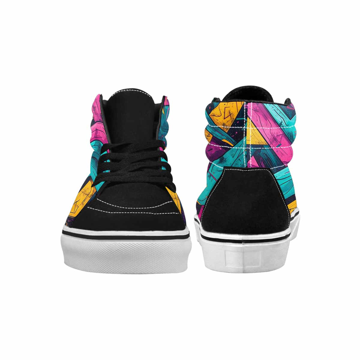 WOMEN'S 80S Retro Print High Top Canvas Wallpaper Art Shoes