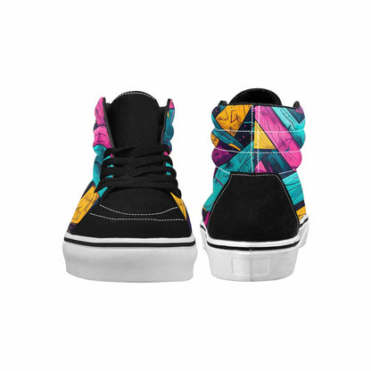 WOMEN'S 80S Retro Print High Top Canvas Wallpaper Art Shoes