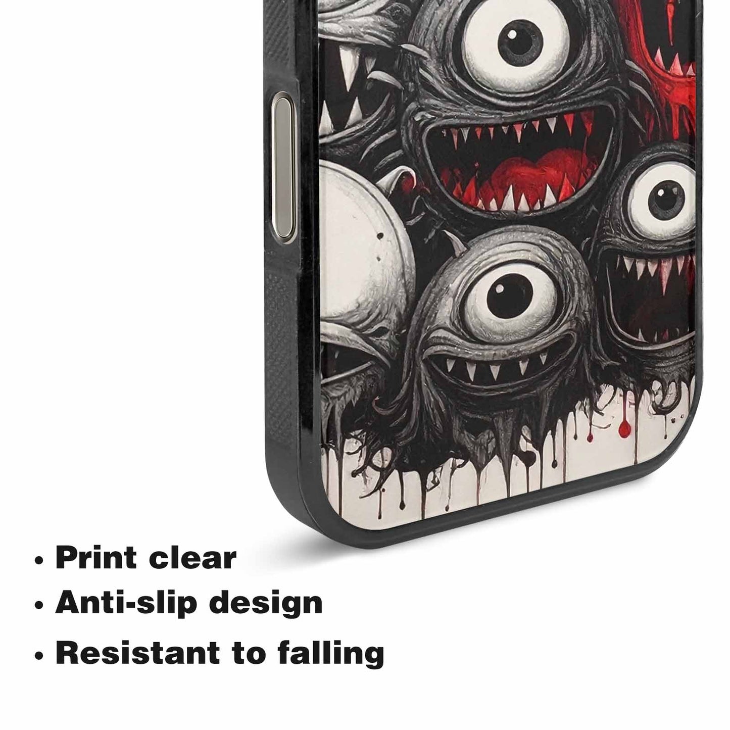 iPhone 16 Pro Case — Multi Eye Monster Black Red Ink, Custom Art Phone Cover