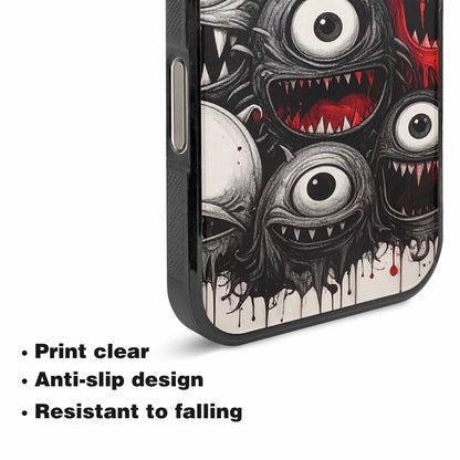 iPhone 16 Pro Case — Multi Eye Monster Black Red Ink, Custom Art Phone Cover