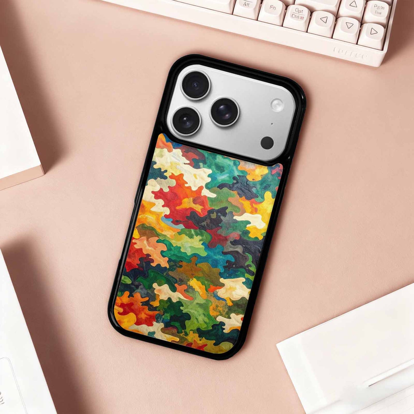 iPhone 17 Pro Case — Camo Patches Full Color Vibrant Camo, Custom Designed Case Cover