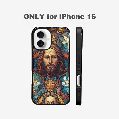 iPhone 16 Case — Jesus Face Small Cross And Faith, Custom Designed Case Cover